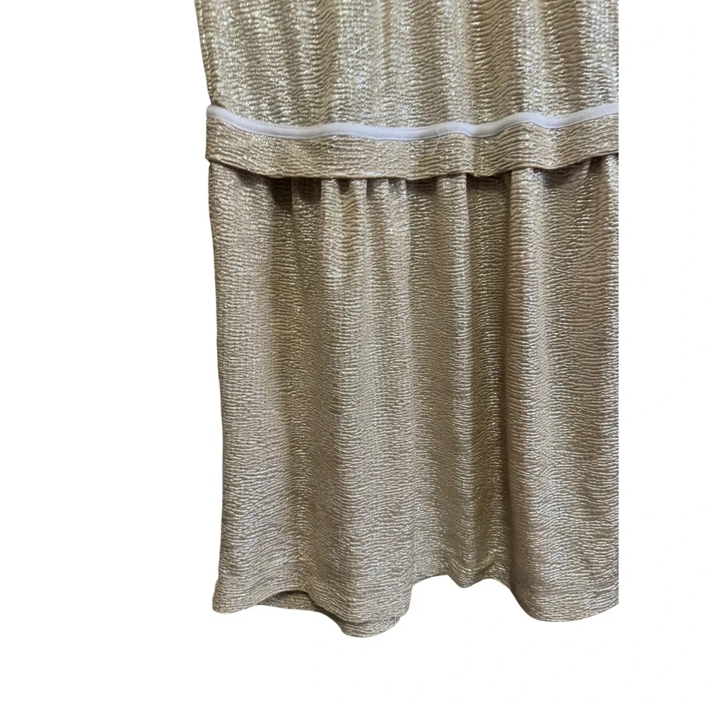 Crewcuts J.Crew Gold Metallic Textured Dress Kids 14 Shimmer Drop Waist EC4V 6JA